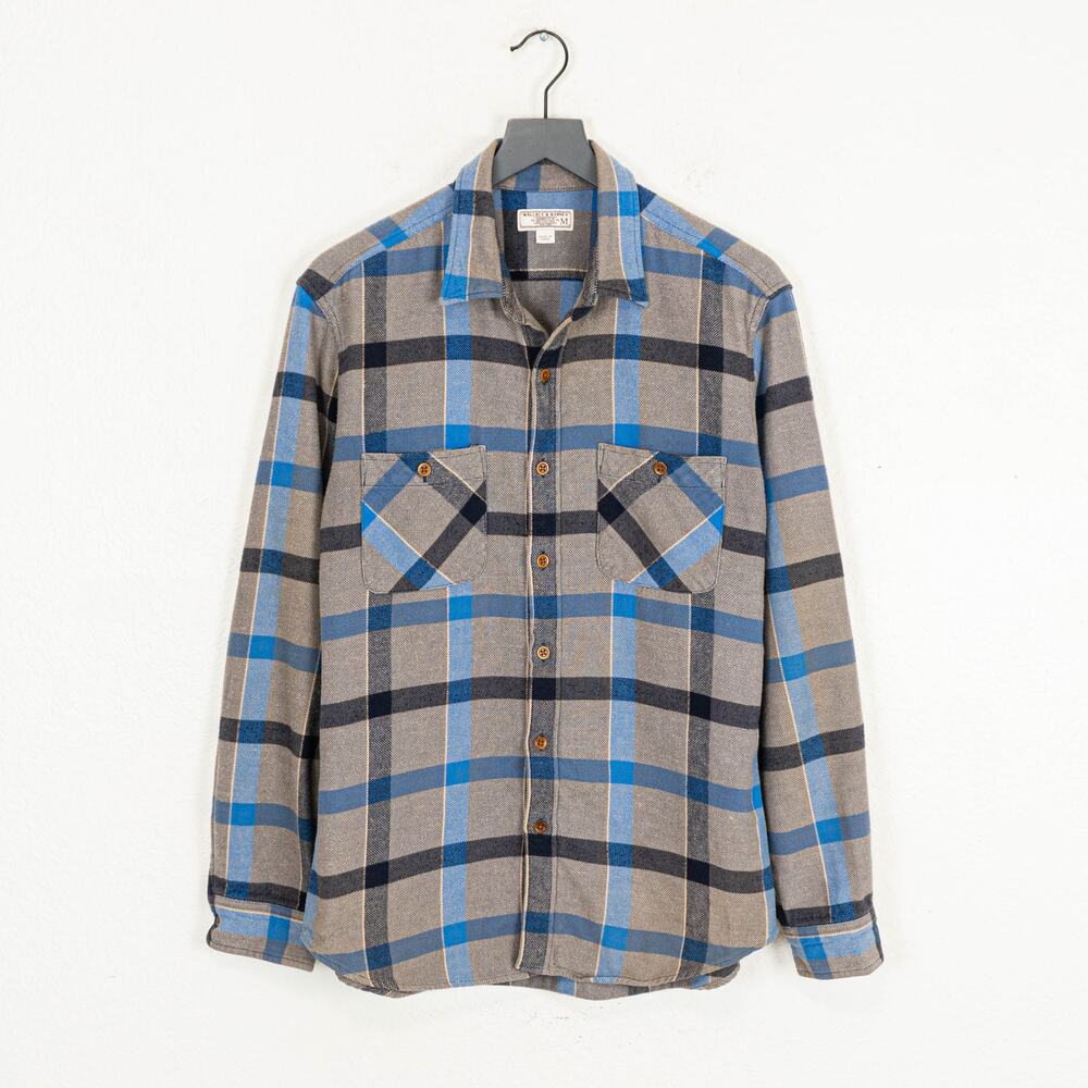 Wallace & Barnes J.Crew Workwear Flannel Shirt Gray blue plaid M